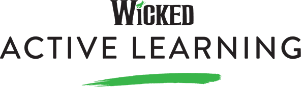 Wicked education title treatment in black