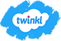 Twinkl logo in white on a blue cloud