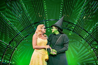 Helen Woolf as Glinda and Nikki Bentley as Elphaba. Photo by Matt Crockett