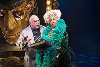 Andy Hockley as The Wizard and Melanie La Barrie as Madame Morrible. Photo by Matt Crockett